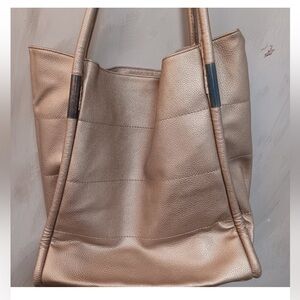 Neiman Marcus Metallic Rose Gold Tote Bag